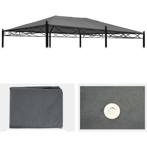 HHG [NON UTILIZZATO] Telo di ricambio copertura tetto per gazebo Cadice poliestere 3x5m grigio