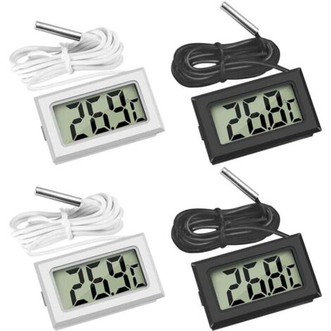 [NON UTILIZZATO] termometri per frigorifero, termometro digitale LCD con sonda impermeabile per frigorifero, congelatore e acquario (set di 2 neri e 2 bianchi)