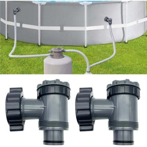 [NON UTILIZZATO] Valvola di ingresso/uscita compatibile con pompe filtro per piscine fuori terra Coleman, Intex, Bestway, pezzi di ricambio per pompe per piscine, per tubi da 38 mm (B, confezione da 2