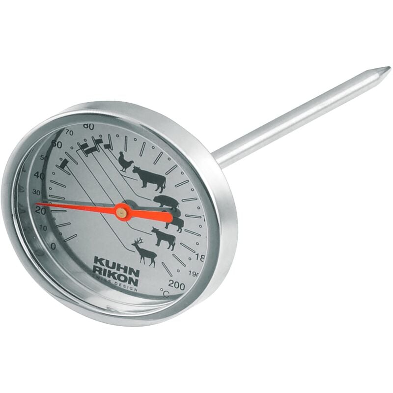 Image of Kuhn Rikon 2282 -Termometro per Carne con Vetro Resistente al Calore, 12 cm, Acciaio Inox