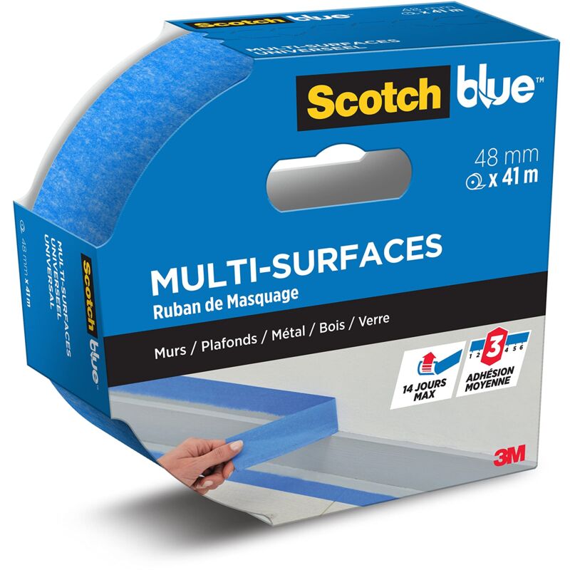 3M - ScotchBlue Nastro di mascheratura multi-superficie, 48 mm x 41 m, 1 rotolo/imballaggio, 70% pefc, SGSCH-PEFC-COC-110078