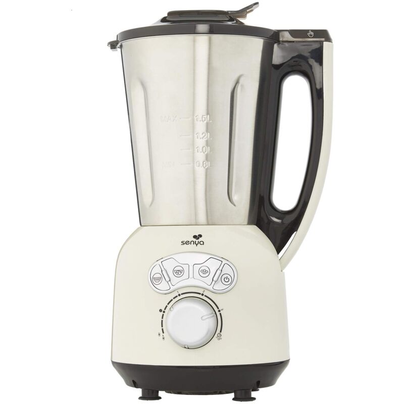 Senya - SYCP-HB008C Blender Chauffant Inox Cook & Ice V3, Mixeur Zuppe Vellutate/Passati, Cottura a Vapore, Gelati Smoothies, 1,5L,1400W, Crema, 1400