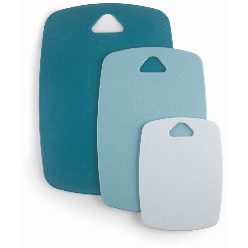 Image of Set di 3 Taglieri Ocean, Tagliere,per il Taglio di Alimenti, Foro per Appendere, Polipropilene, Dimensioni, 20x15 cm, 30x20 cm e 35x25 cm, Blu, 60555