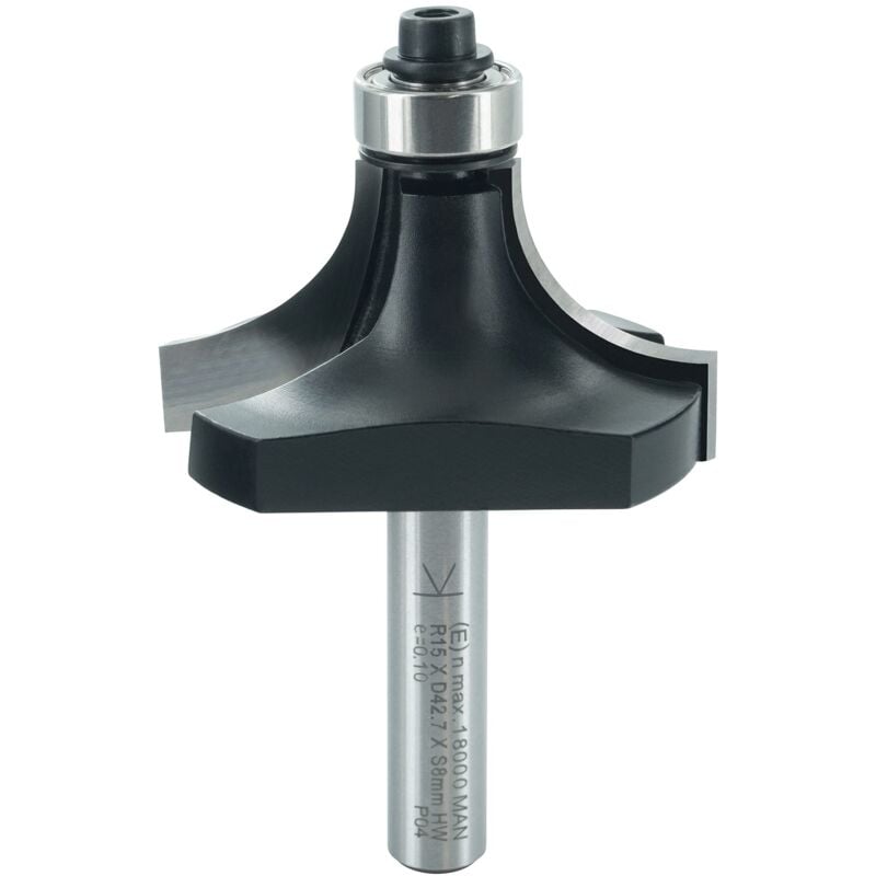 Ent 14301 Fresa ad arrotondamento, gambo (s) 8 mm, diametro (d) 43 mm, nl 15 mm, r 15 mm, sl 32 mm, con cuscinetto a sfere