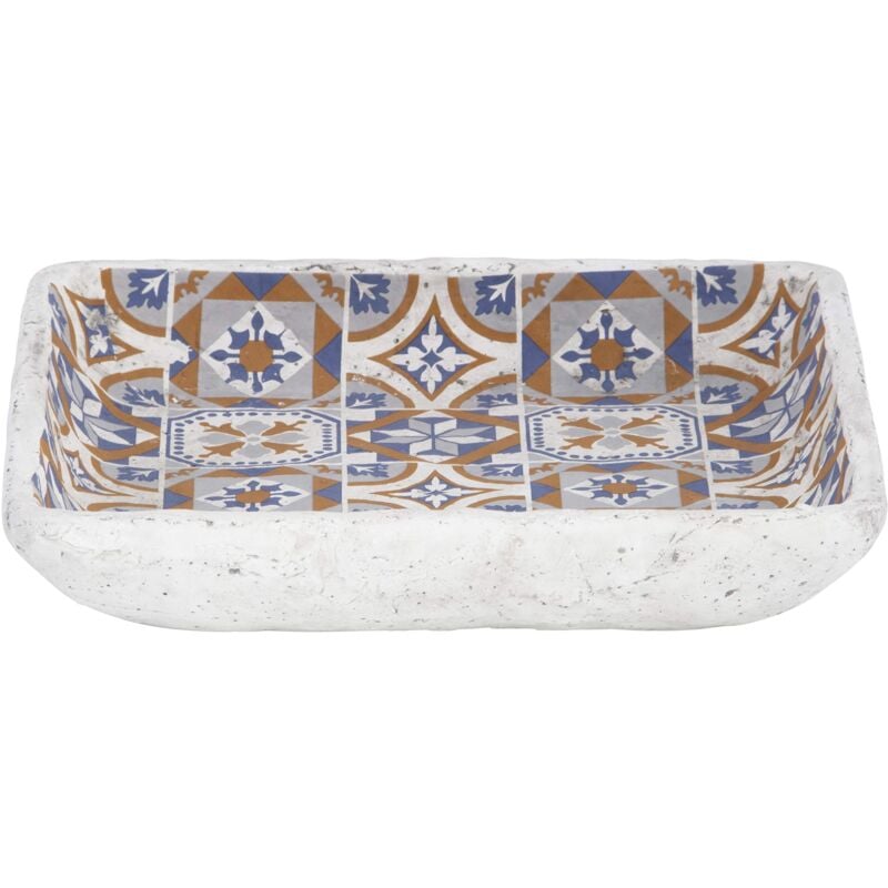 Esschert Design AC182 Portoghese Tile Bird Bath, Arancione, Blu, Grigio