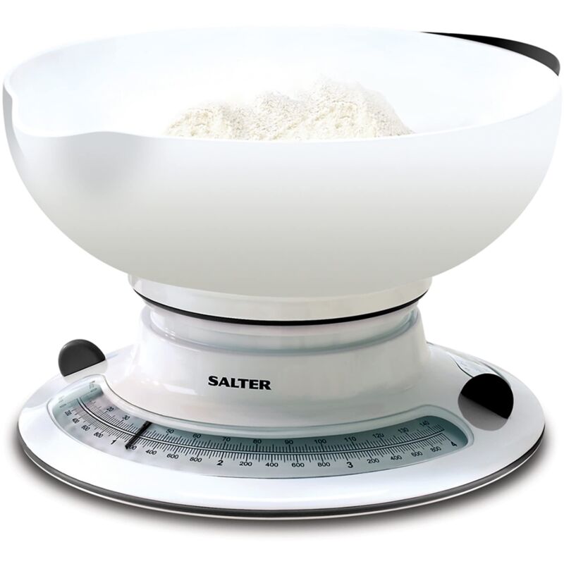 Image of Salter - 800 whbkdr Bilancia da cucina meccanica, bilancia con quadrante analogico rotante, aggiungi e pesa, capacità 4 kg, facile da leggere, misura