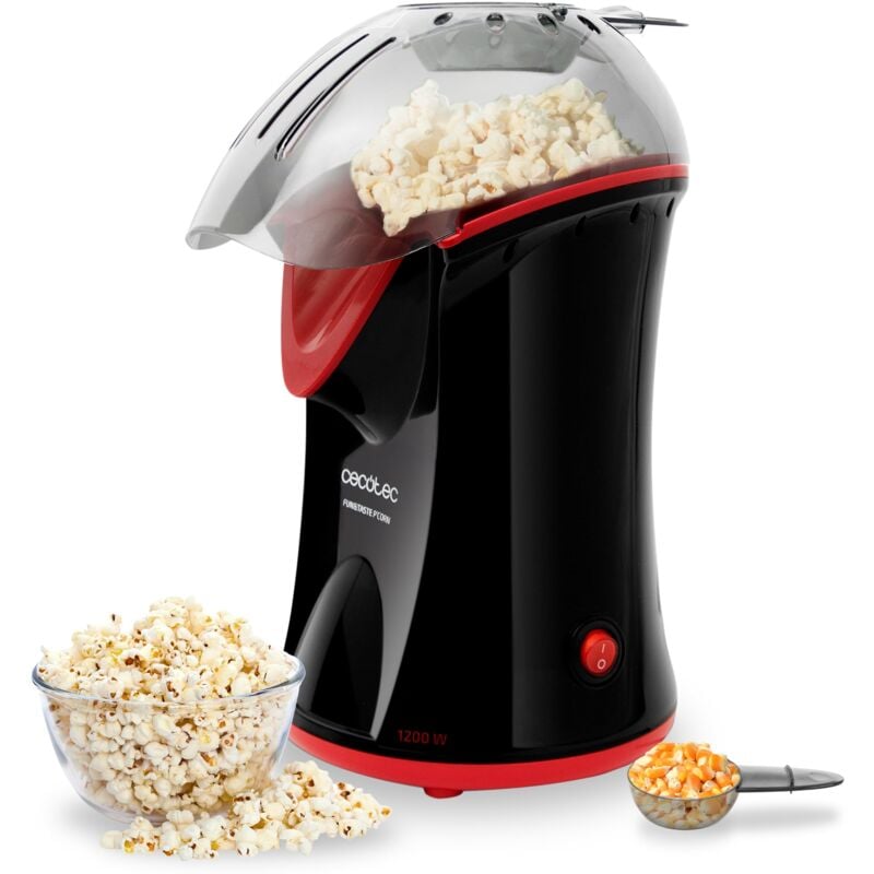 Macchina per Popcorn Elettrica Fun&Taste P'Corn, 1200 w, Convezione, Popcorn Pronti in 2 Minuti, Include Cucchiaio Dosatore, Facile da Pulire,