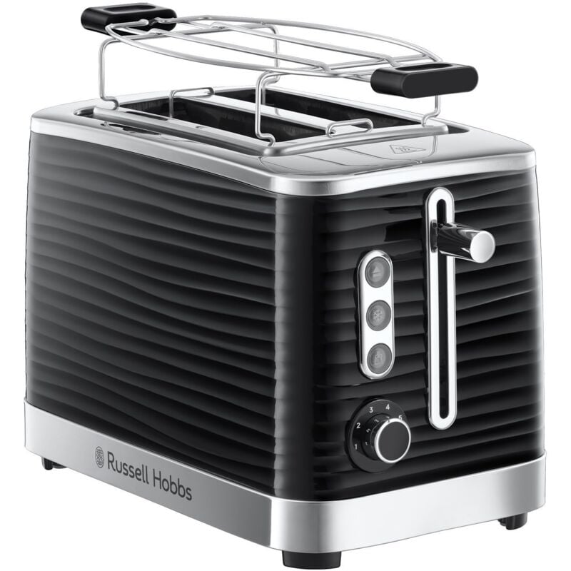 Image of Russell Hobbs - Tostapane Nero - 2 Fette - Struttura lucida color Nero Fessure per toast extra larghe 6 livelli di doratura Funzione di Scongelamento