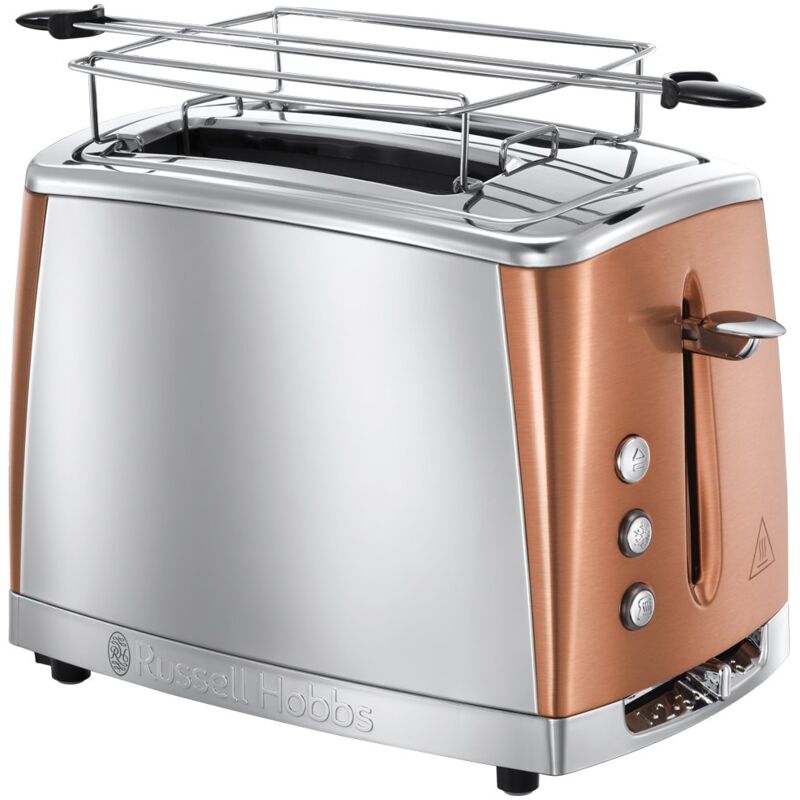 Image of Russell Hobbs - Tostapane - 2 Fette - Acciaio Inox Color Rame - Scomparti per toast extra larghi 6 livelli di doratura, Funzione di Scongelamento e