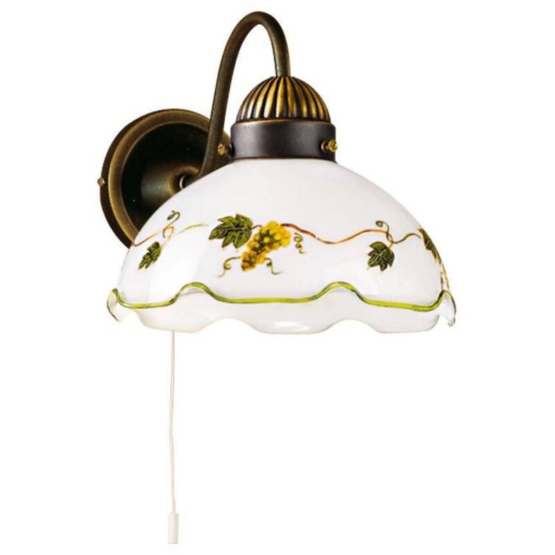 Kolarz NONNA - Cottage Style Glas Wandleuchte Matt Antik Messing, 1x E27