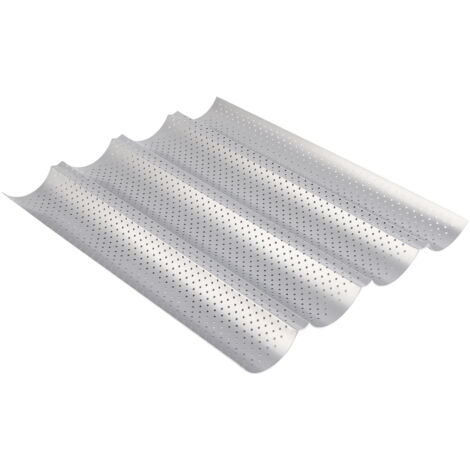 NonStick MultiGrooves Waves French Bread Pan Baguette Baking Cooking Tray Mold Kitchen Tool(4 Grooves )