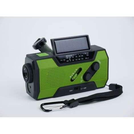 Noodradio con batería incl. power bank de 2000 mAh - Radio portátil - Radio portátil - Noodradio solar upwindbaar-groente