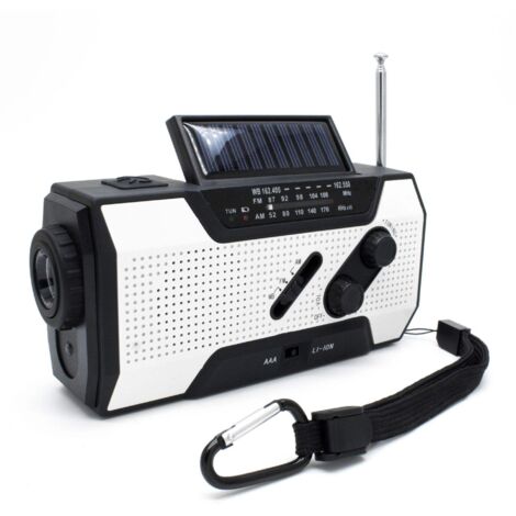 Noodradio con batteria incl. power bank da 2000 mAh - Radio portatile - Radio portatile - Noodradio solare upwindbaar-wit