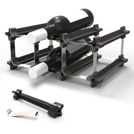 NOOK® Botellero Modular – KIT de 3 Piezas Apilable para 6 Botellas – Estante de Vino Expandible y Flexible – Sistema de Almacenamiento de Botellas de Vino