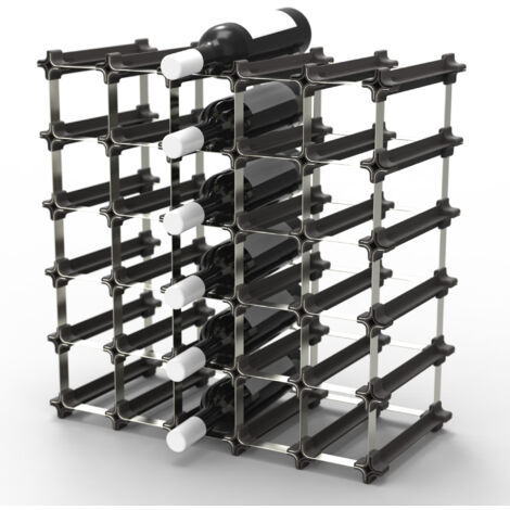 NOOK® Portabottiglie Impilabile – Kit da 25 Pezzi per 30 Bottiglie – Scaffale Vino Modulare, Espandibile e Flessibile – Supporto Salvaspazio per Conservazione di Bottiglie