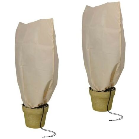NOOR Premium Winterschutz-Haube.100x80cm mit Reißverschluss & Zugband, beige, 2 Stk