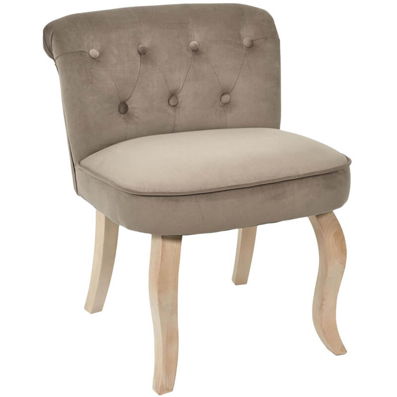 NORA - Fauteuil Avec Dossier Capitonné Velours Taupe - Taupe