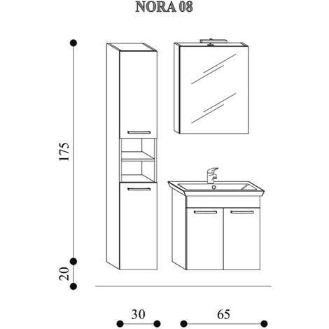 Mobile colonna bagno con portabiancheria e Mobiletto stretto salvaspazio ad  anta singola. Colore Bianco-Naturale L31*A170*P32 cm BZR74-W SoBuy