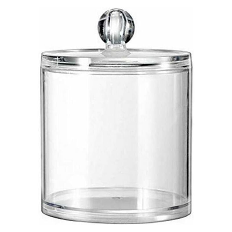 1 Pot De Rangement Vide En Acrylique Transparent Avec Couvercle Transparent, Organisateur De Maquillage, Cotons-Tiges, Boîte Distributrice Pour La