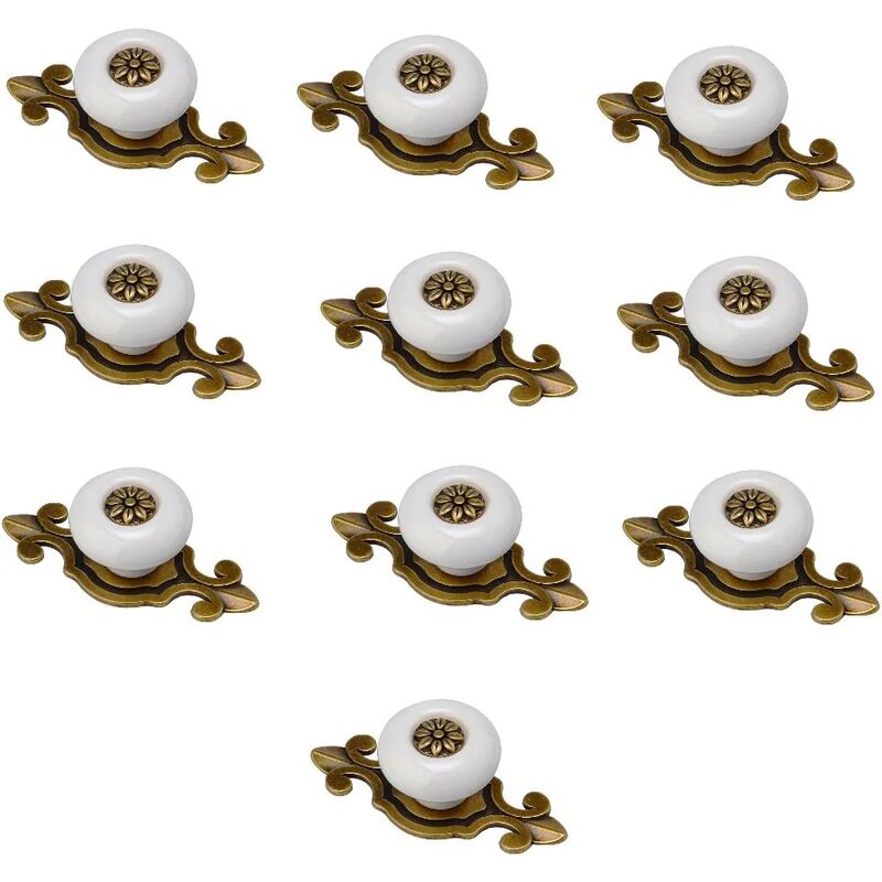 10 Pcs Schrankgriffe Türknöpfe Schrankknöpfe Möbelknopf Möbelknöpfe Set Möbelgriff Keramik (Weiß) – Weiß – Norcks | 00986373585170
