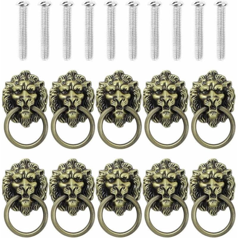 10 Stück Antik Bronze Legierung Schubladenknöpfe Löwenkopf Form für Schublade Kommode Schrank Küche Schmuckschatulle (Antik Bronze) – Bronze- – Norcks | 00757432582597