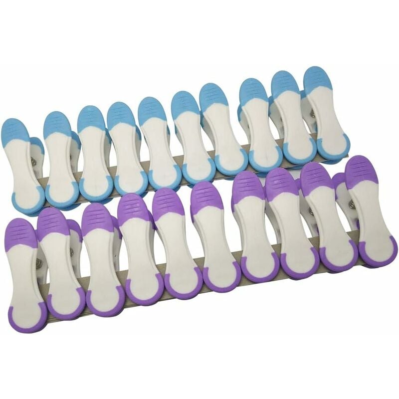 Norcks - 12 Pcs Pinces à Linge Plastique Pinces Serviette Plage Transat Clips de Brise-Vent Multifonctionnelles Bleu+Violet - Bleu+Violet