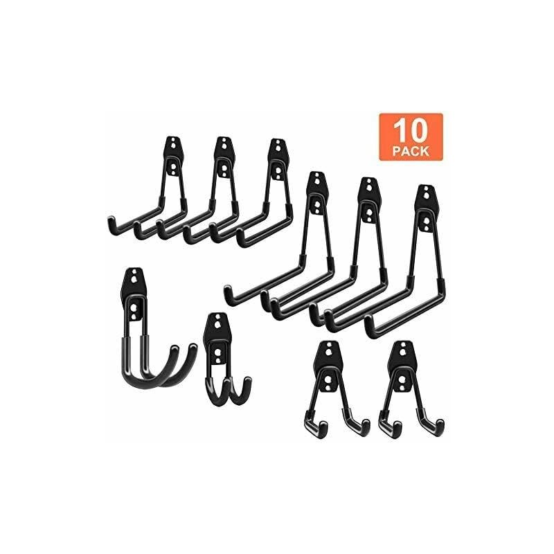 15 Pack Garage Hooks Heavy Duty, Steel Garage Storage Hooks, 5 Sizes Tool Hangers for Garage Wall Utility Wall Mount Hooks and Hangers with Anti-slip