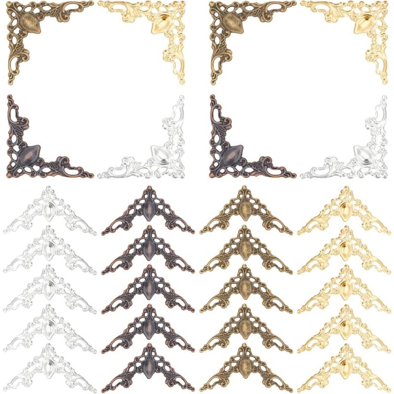 160PCS Protecteur De Coin De Livre, 4 Couleur Couverture De Bord De Garde Protecteur De Coin De Boîte Décorative Tapis De Couverture Vintage Pour