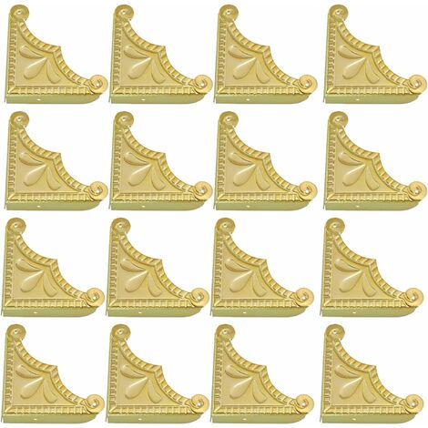 NORCKS 16pcs Protecteur de Coin Protecteur de Meubles Laiton Antique Jewelry Decorative Chest Boîte en bois d'angle Protecteur Or - Or