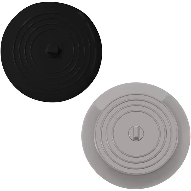 2 Pack 6 Inches Universal Drain Plug Sink Plug Drain Stopper Silicone Tub Stopper Sink Drain Cover for Kitchens, Bathrooms, Bathtub (Black+Grey)