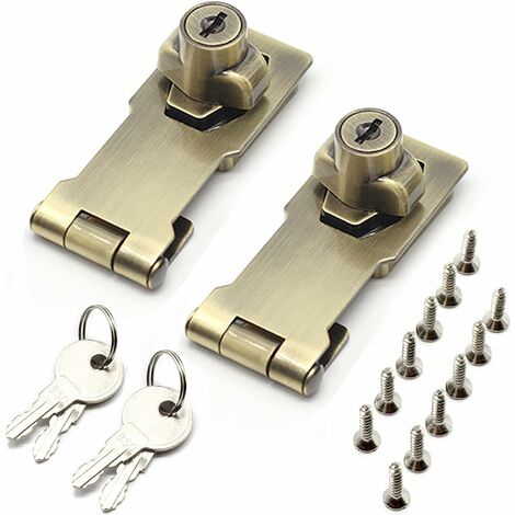 2 Pcs Bronze Cabinet Locks with Keys Lock Replacement for Antique Furniture