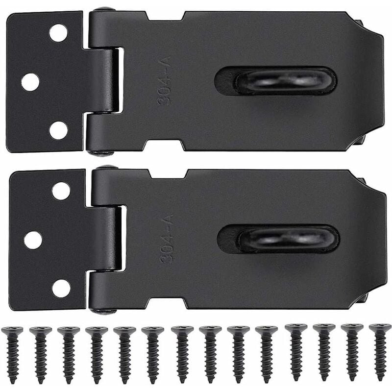 Norcks 2 Pièces Moraillon De Sécurité Robuste, Moraillon De Sécurité Avec Vis, Durable 3 Pouces Acier Inoxydable Moraillon Verrouillage Cadenas Avec