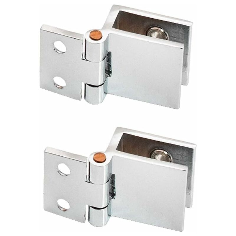 2PCS 0 Degree Glass Door Clip Clamp Hinge No Drilling Glass to Glass Hinge for Glass Thickness 5mm - 8mm - Silver - Norcks