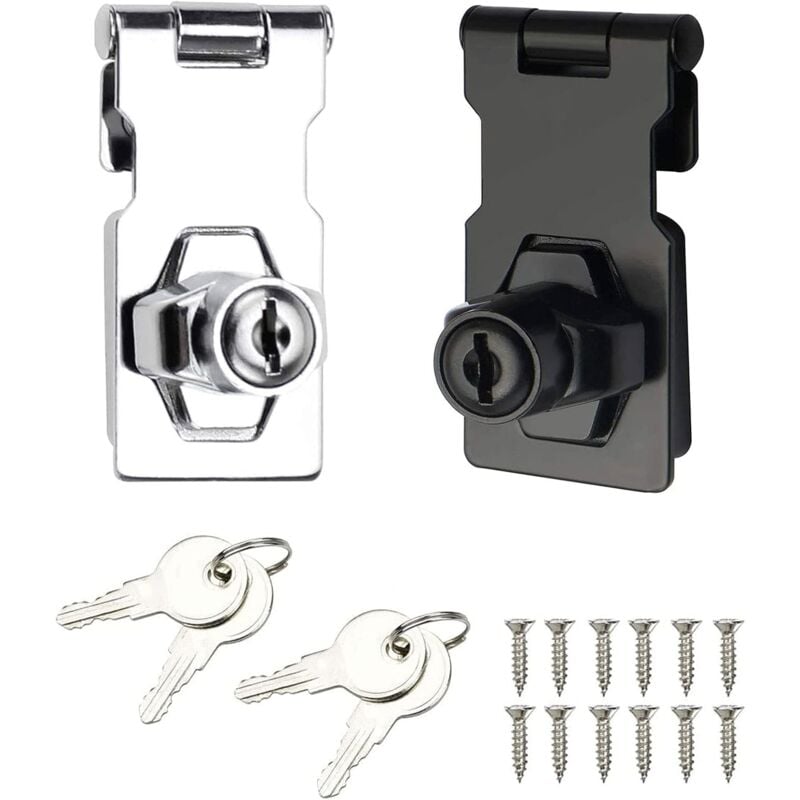 2PCS Cadenas Loquet De Porte En Acier Inoxydable Moraillon Cadenas Verrou Porte Chambre Hasp Fermoir Verrou De Porte De Portail Verrou Pour Portes