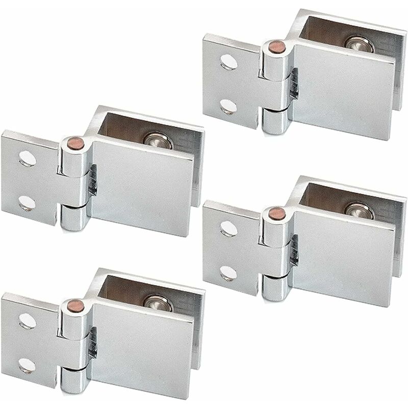 4pcs Glass Door Pivot Hinge Kit, Shower Glass Door Adjustable Clamp, Hinge Adaptive 5-8mm Glass for Bathroom Shower Glass Door Cupboard - Silver