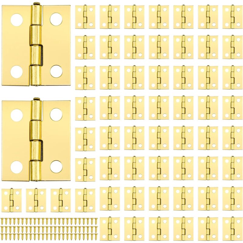 60PCS Charniere Miniature Mini Charnières Laiton Mini Charnières Pour Miniature Petites Charnières Pour Boite Avec 240PCS Vis Pour Diy Boîte Modèle