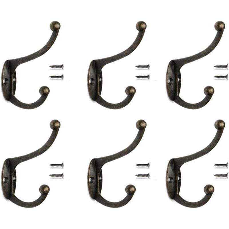 Norcks - 6PCS Patère Porte Manteau Murale Vintage Crochet Métal De Porte Chapeau Crochet Rétro Pour Porte-Manteau Salle De Bain Cuisine Fonte De Fer