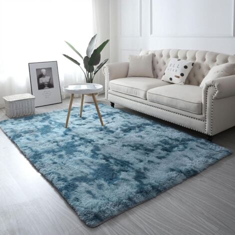Norcks Alfombra Rectángulo Shaggy Para Salón Habitación De Los Niños Dormitorio - Alfombra Antideslizante Muy Suave, Lavable, Tie-Dye, Al Aire Libre Interior (Azul Marino, 40 X 60Cm)