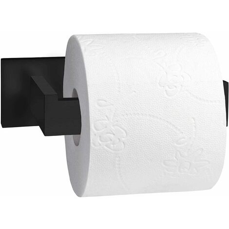 Stick on Toilet Roll Holder in Matte Black - Handle King UK