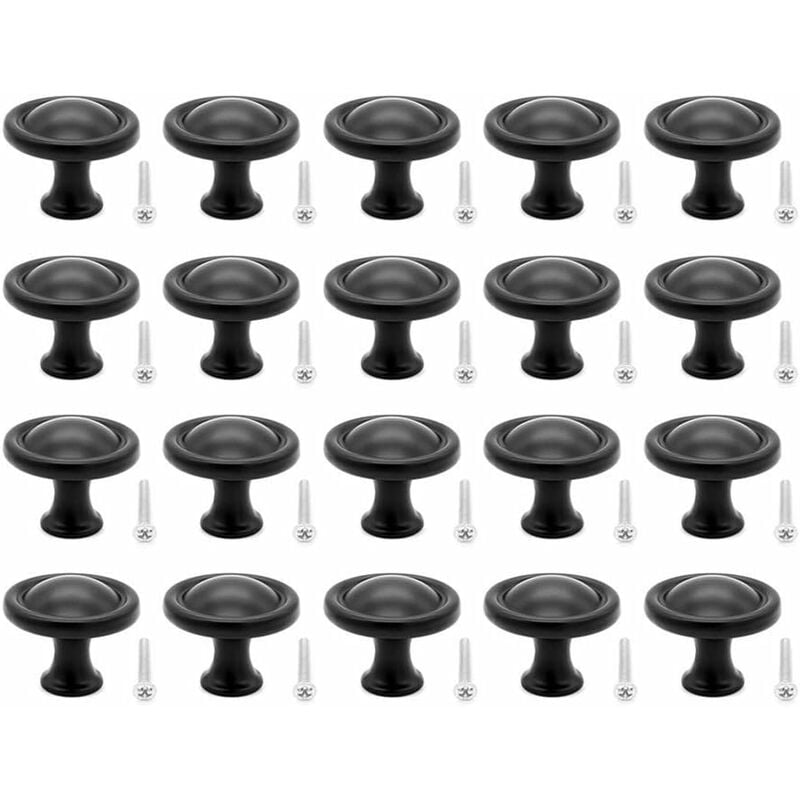 Bouton De Meubles, 20 pcs Alliage D'Aluminium Boutons De Tiroir, Boutons De Porte Tiroir De Poignée Pour Placard Armoire Cuisine Noir - Norcks