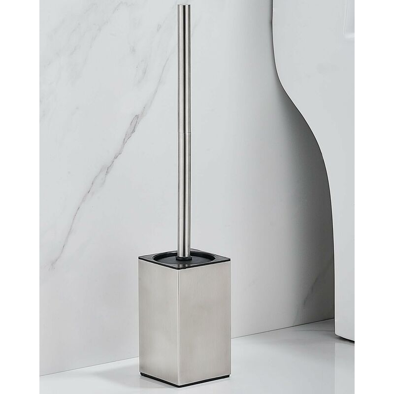 Norcks - Brosse Toilette Poils En Nylon Balayette Wc Antibactérienne Avec Boîte De Rangement Pour Pinceaux Argenté