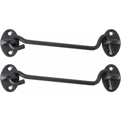 Norcks Cabin Hook Catch Latch Door Window Sliding Latch Door Eye Latch Bolt Shutters Garage Gate Barn Stainless Steel With Screws Black 2PCS 10 Inch