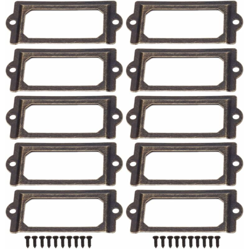 Cadre D'Étiquette Rétro 10PCS Porte-Étiquettes En Bronze Antique Cadre En Métal Cadre Étiquette De Nom Vintage Carte D'Étiquette Pour Meubles Tiroirs