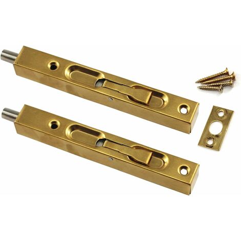 NORCKS Gold Pestillo para puerta corredera de acero inoxidable dorado de 6 pulgadas con tornillos para dormitorio, armario, 2 piezas - Oro
