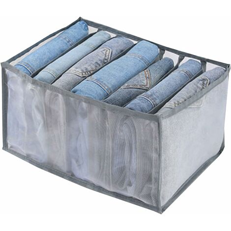 NORCKS Hosen Schrank Schubladen Organizer für Leggings Aufbewahrungsbox für Jeans Schubladenbox Organizer Faltbar Kleiderschrank Schubladen Ordnungssystem für T-Shirt(Grau, 25x36x 20cm) - Grau