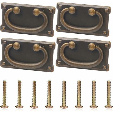 4 tiradores de cajón estilo vintage de aleación de zinc para muebles,  tiradores, cajones, armarios con tornillos para decoración del hogar  (bronce verde)