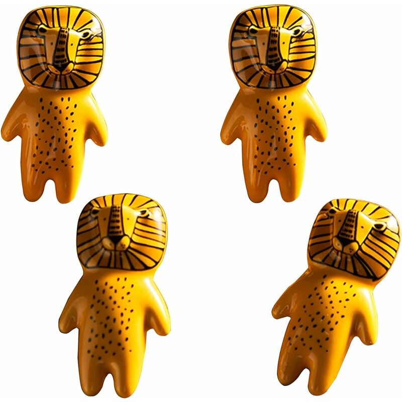 Lion Poignée Pour Enfants,Boutons De Tiroir En Céramique Poignées Et Boutons De Tiroir, Forme D'Animal De Dessin Animé Door Knobs Portes Meuble