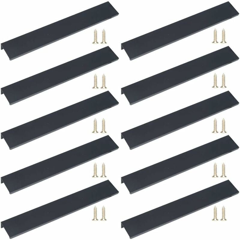10PCS De Cuisine Avec Vis En Alliage D'Aluminium - Poignée De Placard Invisible Pour Meubles De Cuisine, Tiroir, Chambre à Coucher (192 Mm) - Norcks
