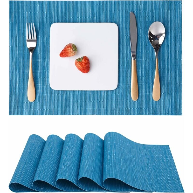Lot De 6 Sets De Table, Lavable Antidérapant Isolation Thermique Tissé En Vinyle Sets De Table Pour Table De Salle à Manger De Cuisine Sets De Table,