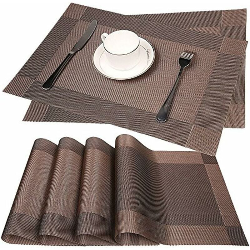 lot de 6 sets de table lavables pvc antidérapant respectueux de l'environnement (couleur café), 30 x 45 cm - marron - norcks